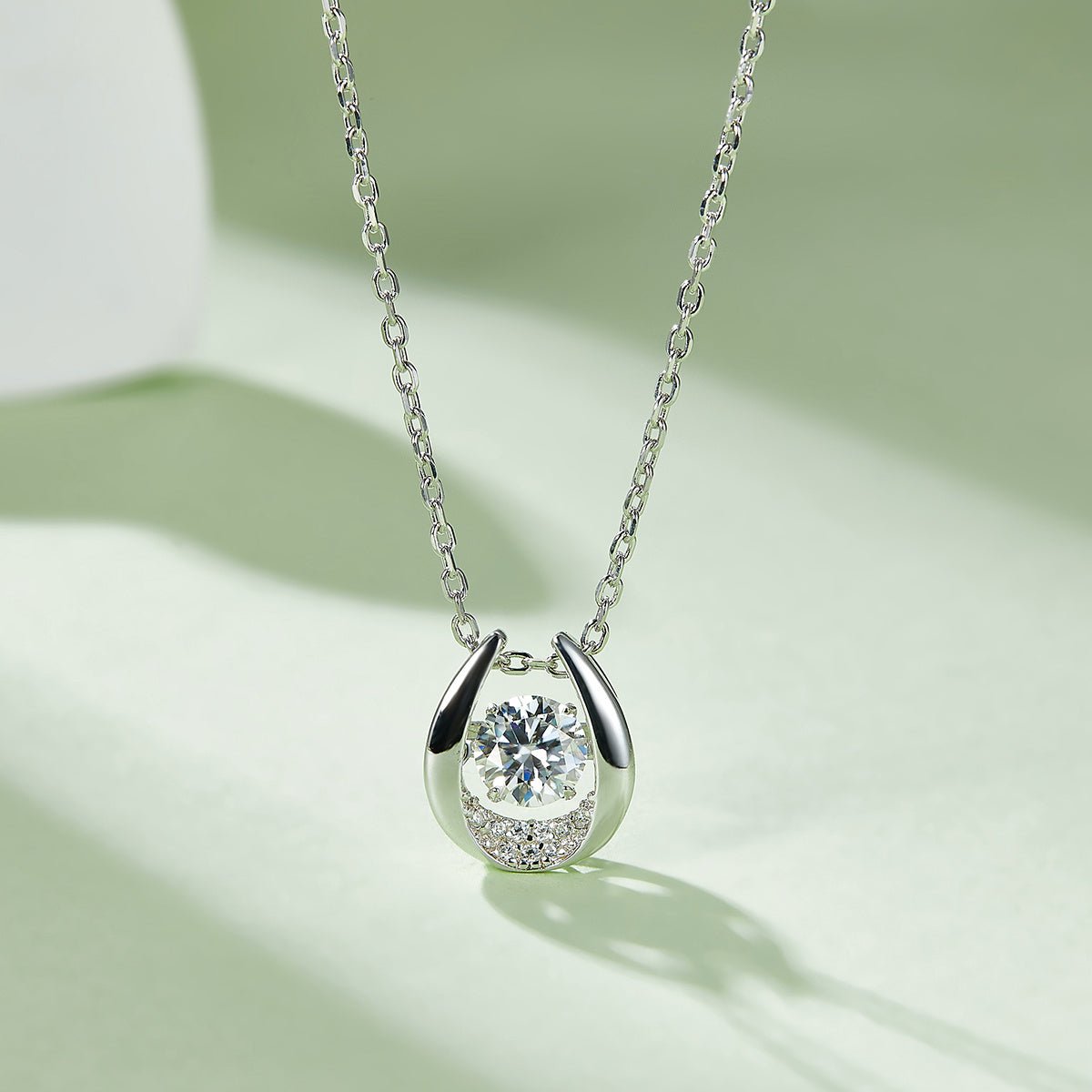 Collier fer à cheval en argent sterling S925 0,5ct moissanite D VVS1, chaîne 45cm, plaqué platine, certificat GRA, boîte cadeau - IVOIRART.COM