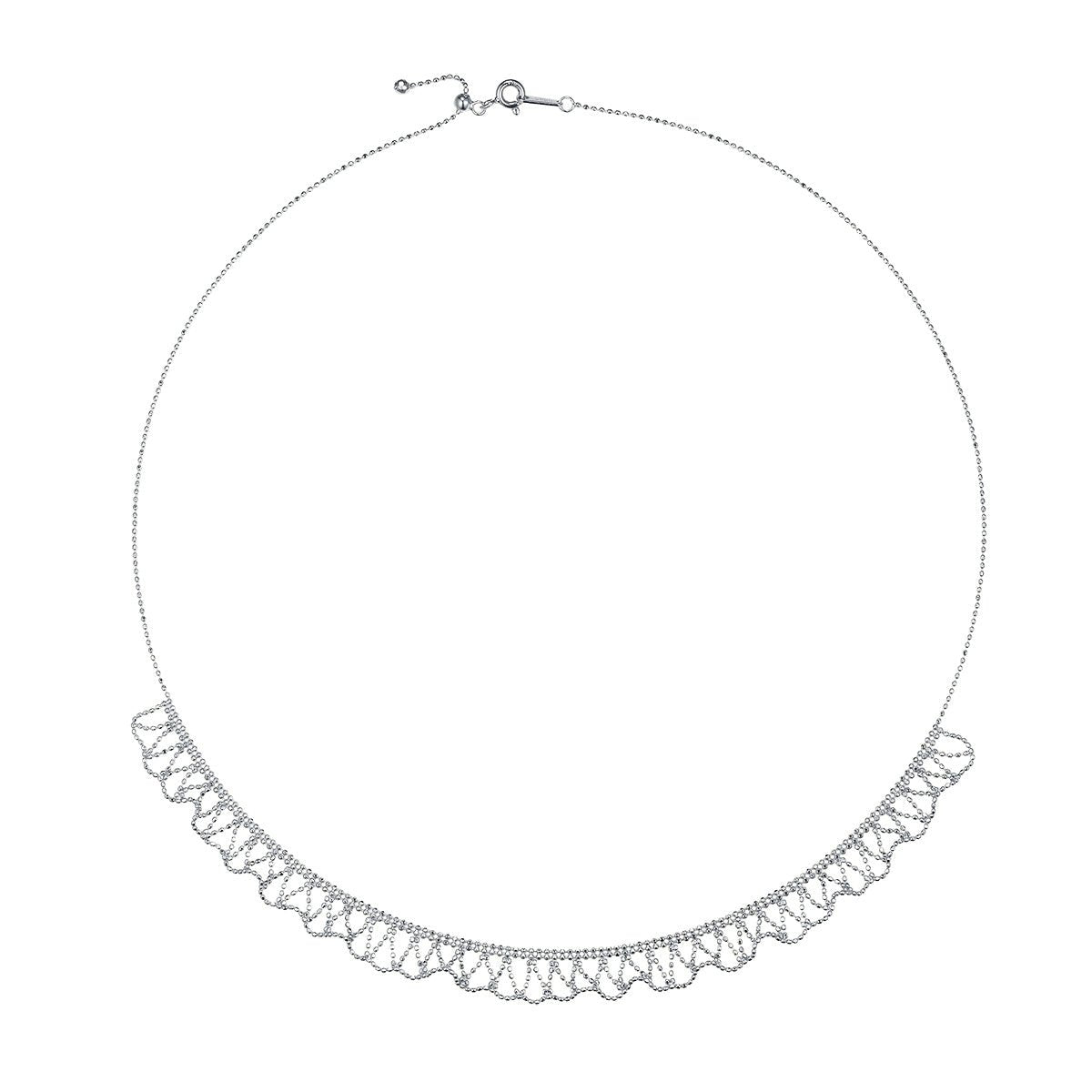 Collier festonné en argent sterling S925, 45 cm ajustable, 3,6 g, 9 mm, 3 couleurs plaqué platine, coffret cadeau - IVOIRART.COM