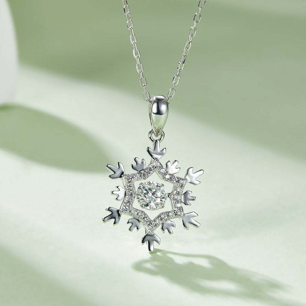 Collier Flocon de Neige en Argent Sterling S925 Moissanite 0,5ct D VVS1 45cm - IVOIRART.COM