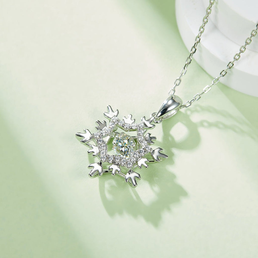 Collier Flocon de Neige en Argent Sterling S925 Moissanite 0,5ct D VVS1 45cm - IVOIRART.COM