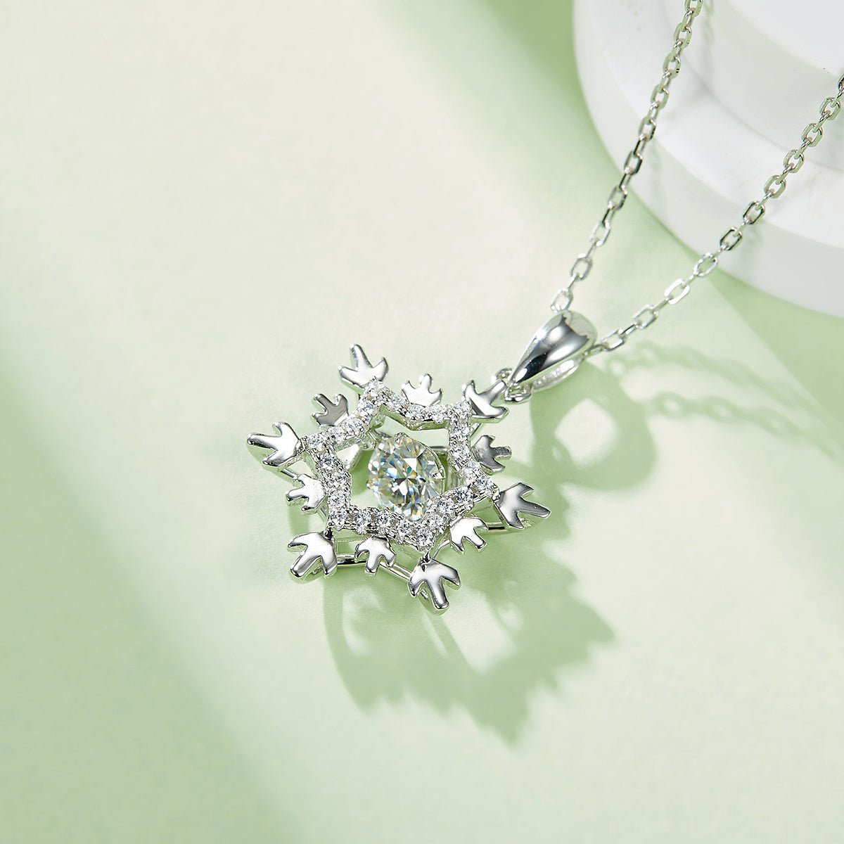 Collier Flocon de Neige en Argent Sterling S925 Moissanite 0,5ct D VVS1 45cm - IVOIRART.COM