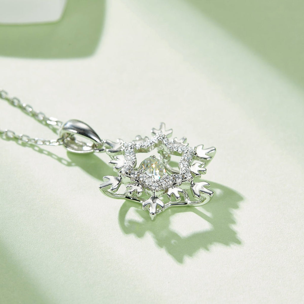 Collier Flocon de Neige en Argent Sterling S925 Moissanite 0,5ct D VVS1 45cm - IVOIRART.COM