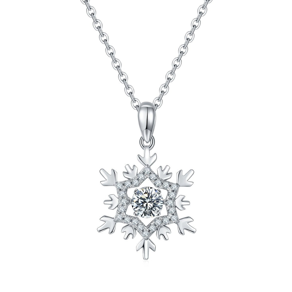 Collier Flocon de Neige en Argent Sterling S925 Moissanite 0,5ct D VVS1 45cm - IVOIRART.COM