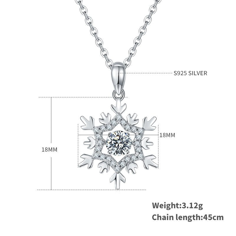 Collier Flocon de Neige en Argent Sterling S925 Moissanite 0,5ct D VVS1 45cm - IVOIRART.COM