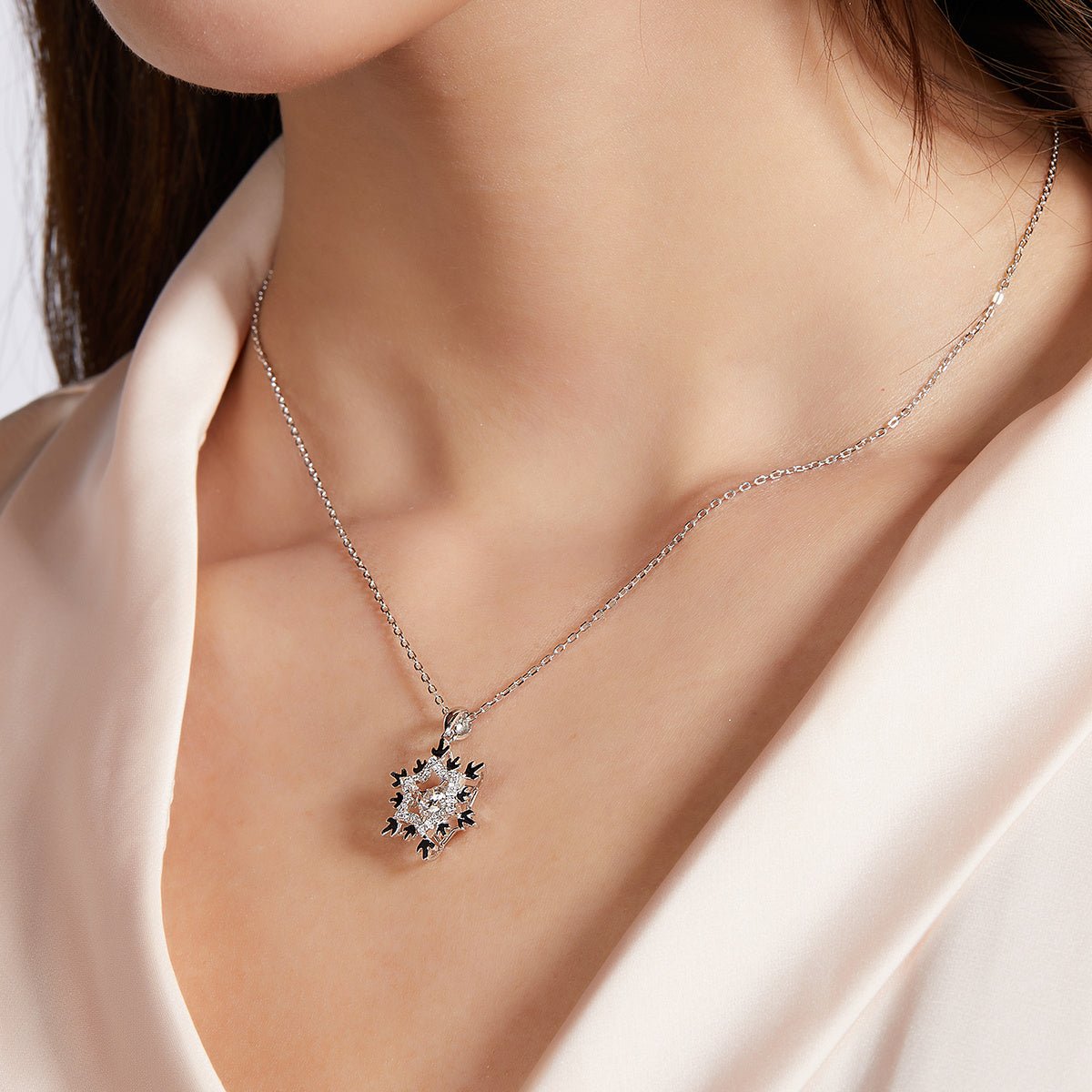 Collier Flocon de Neige en Argent Sterling S925 Moissanite 0,5ct D VVS1 45cm - IVOIRART.COM