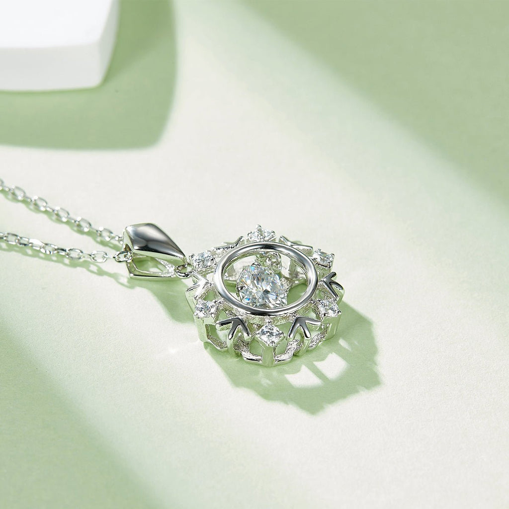 Collier Flocon de Neige Moissanite 0,5ct D VVS1 en Argent Sterling S925, 45cm, Plaqué Platine, Certifié GRA, Coffret Cadeau - IVOIRART.COM