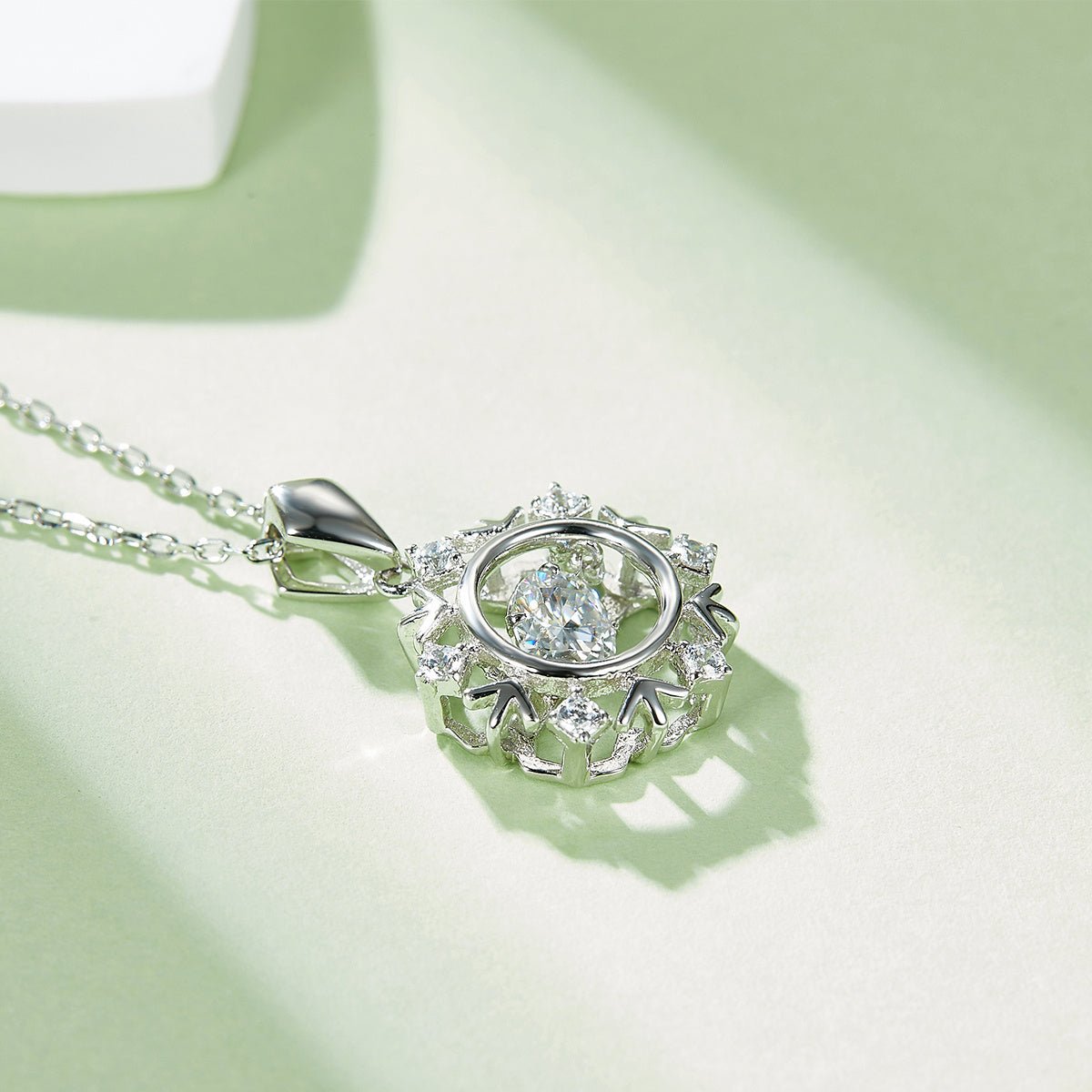 Collier Flocon de Neige Moissanite 0,5ct D VVS1 en Argent Sterling S925, 45cm, Plaqué Platine, Certifié GRA, Coffret Cadeau - IVOIRART.COM