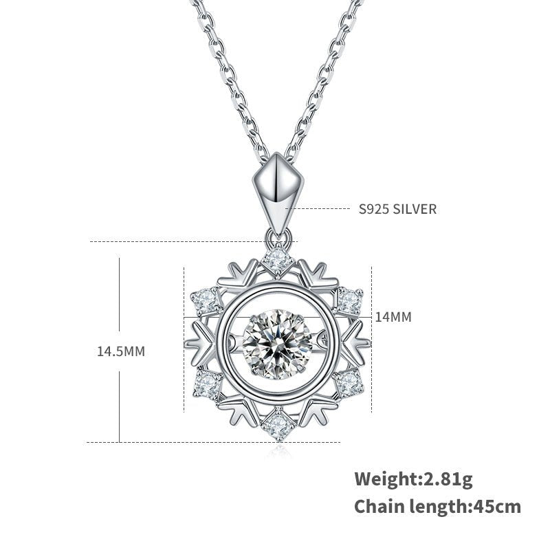 Collier Flocon de Neige Moissanite 0,5ct D VVS1 en Argent Sterling S925, 45cm, Plaqué Platine, Certifié GRA, Coffret Cadeau - IVOIRART.COM