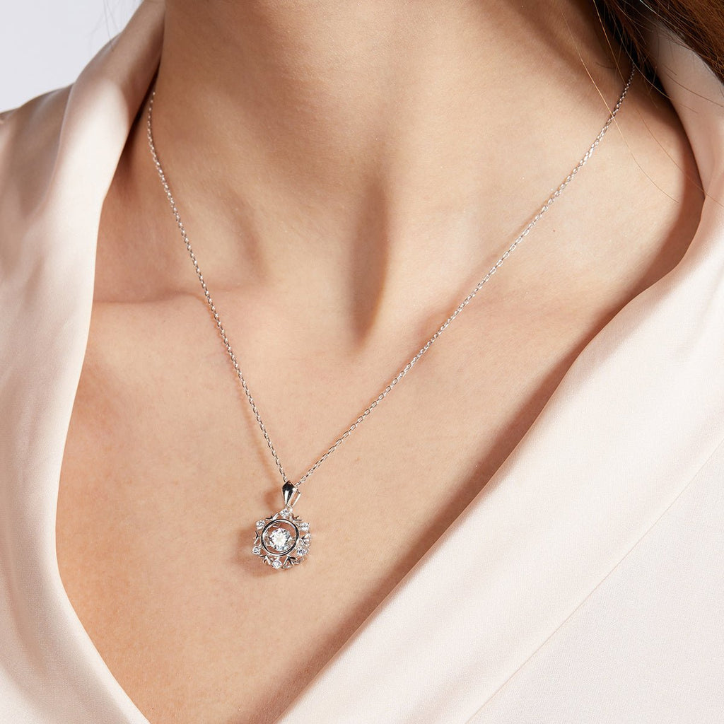 Collier Flocon de Neige Moissanite 0,5ct D VVS1 en Argent Sterling S925, 45cm, Plaqué Platine, Certifié GRA, Coffret Cadeau - IVOIRART.COM