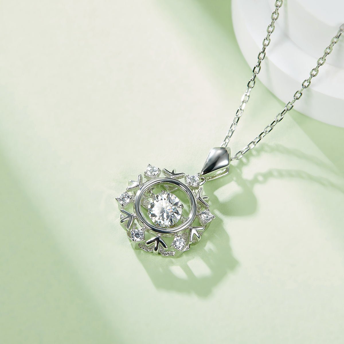 Collier Flocon de Neige Moissanite 0,5ct D VVS1 en Argent Sterling S925, 45cm, Plaqué Platine, Certifié GRA, Coffret Cadeau - IVOIRART.COM
