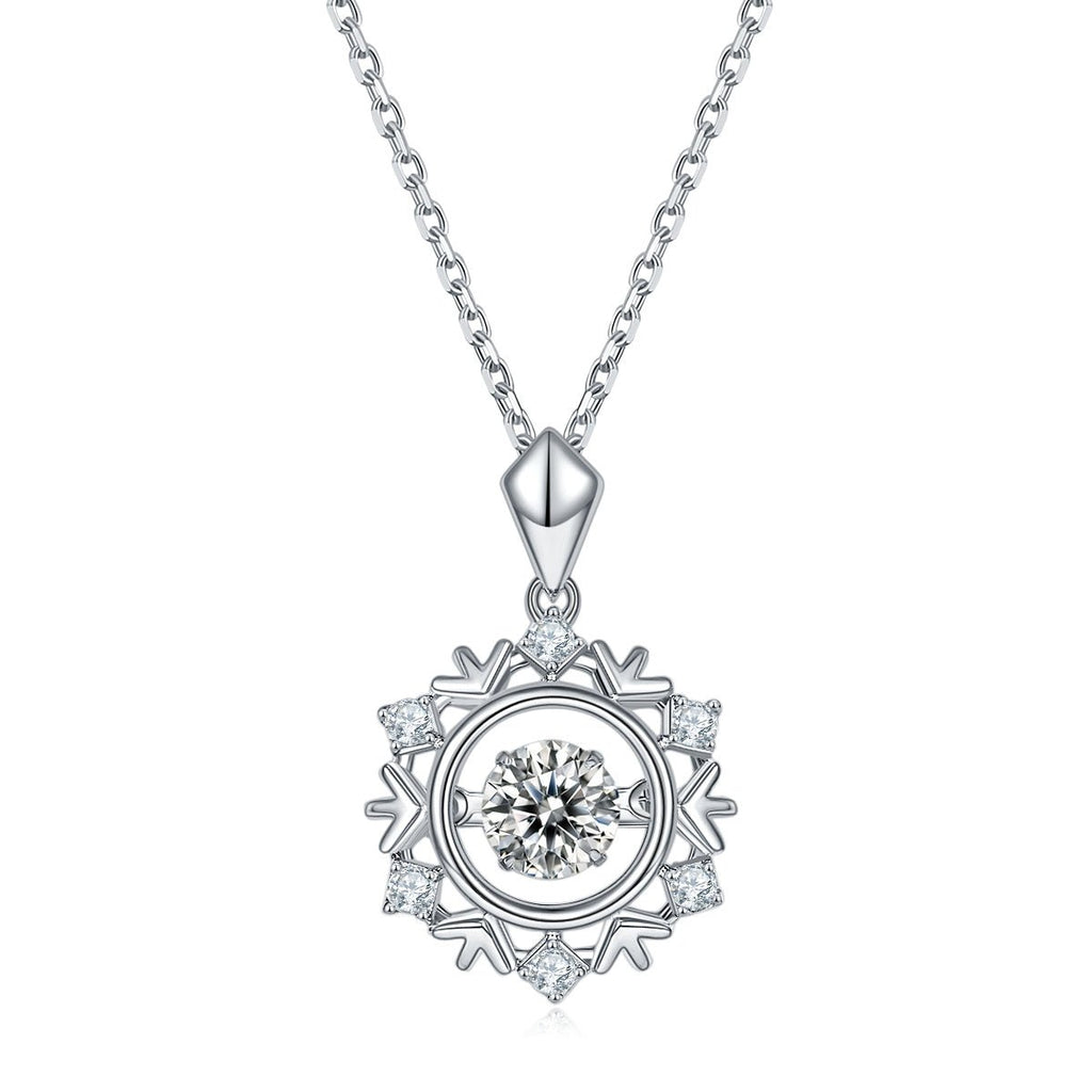 Collier Flocon de Neige Moissanite 0,5ct D VVS1 en Argent Sterling S925, 45cm, Plaqué Platine, Certifié GRA, Coffret Cadeau - IVOIRART.COM