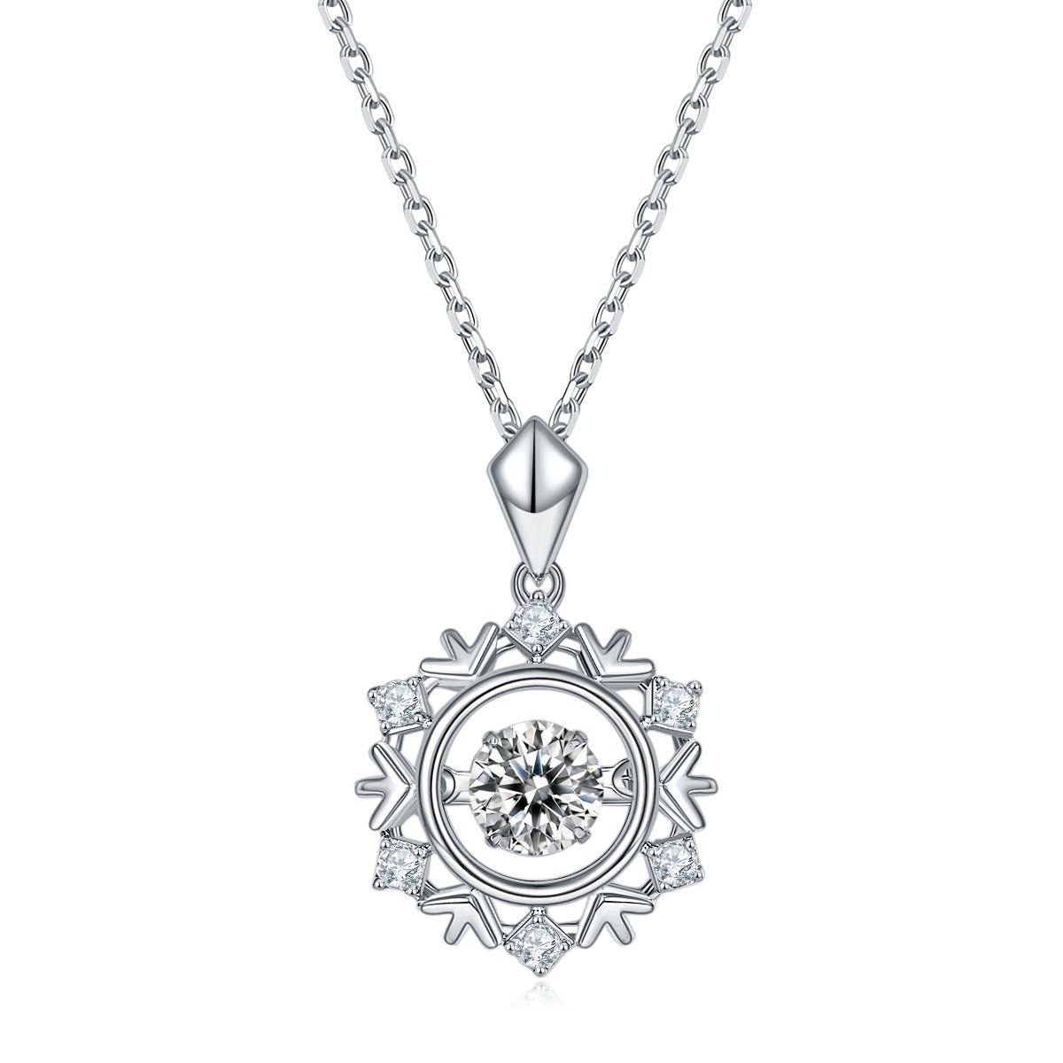 Collier Flocon de Neige Moissanite 0,5ct D VVS1 en Argent Sterling S925, 45cm, Plaqué Platine, Certifié GRA, Coffret Cadeau - IVOIRART.COM