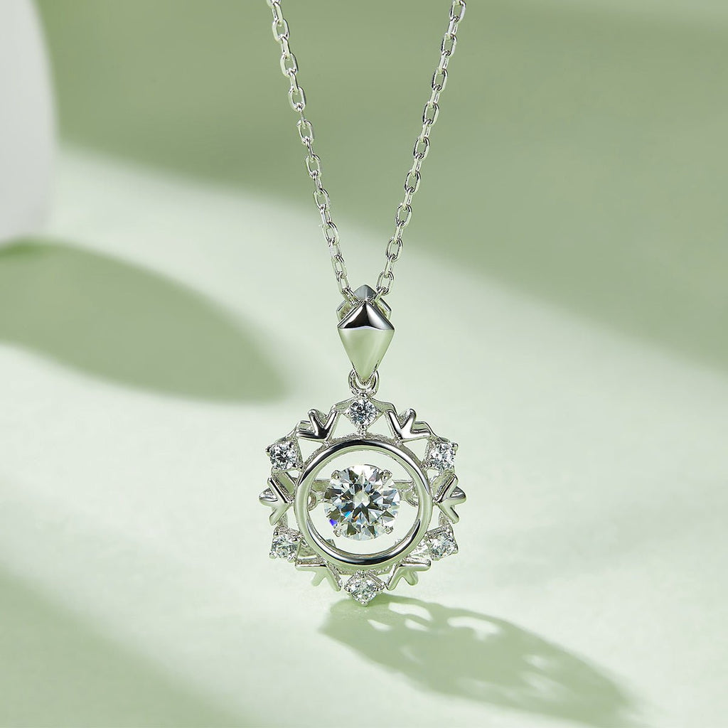 Collier Flocon de Neige Moissanite 0,5ct D VVS1 en Argent Sterling S925, 45cm, Plaqué Platine, Certifié GRA, Coffret Cadeau - IVOIRART.COM