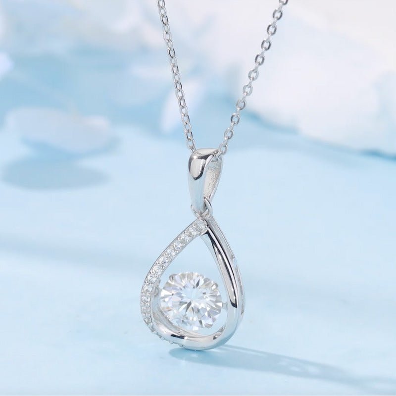 Collier Goutte d'Eau Moissanite 1ct D Couleur VVS1 Argent Sterling S925 45cm Plaqué Platine Or Certifié GRA Coffret Cadeau - IVOIRART.COM