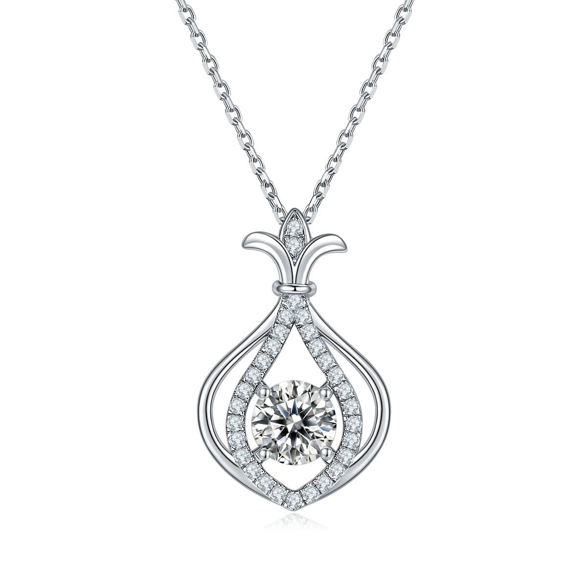 Collier goutte en argent S925 avec 1ct Moissanite D-VVS1, plaqué platine, coffret - IVOIRART.COM
