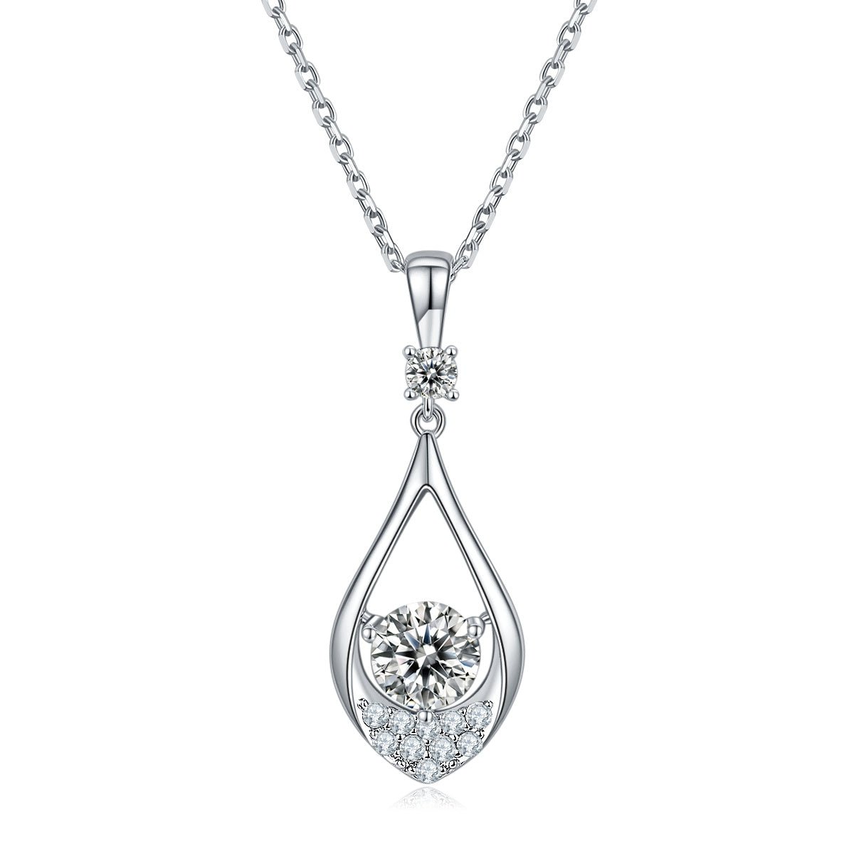 Collier goutte S925 1ct D-VVS1 Moissanite pierres lab Plaqué Platine GRA coffret - IVOIRART.COM