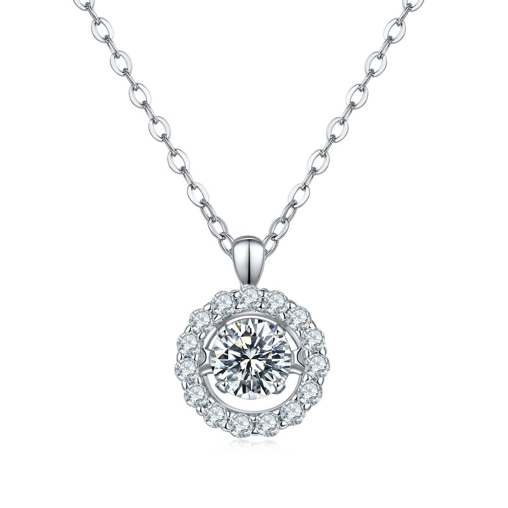 Collier Halo Moissanite 0,5ct Couleur D VVS1 en Argent Sterling S925 Plaqué Platine 45cm Boîte Cadeau Certifiée GRA - IVOIRART.COM