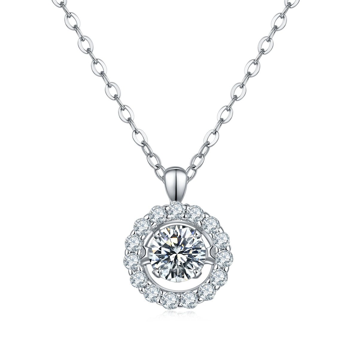 Collier Halo Moissanite 0,5ct Couleur D VVS1 en Argent Sterling S925 Plaqué Platine 45cm Boîte Cadeau Certifiée GRA - IVOIRART.COM