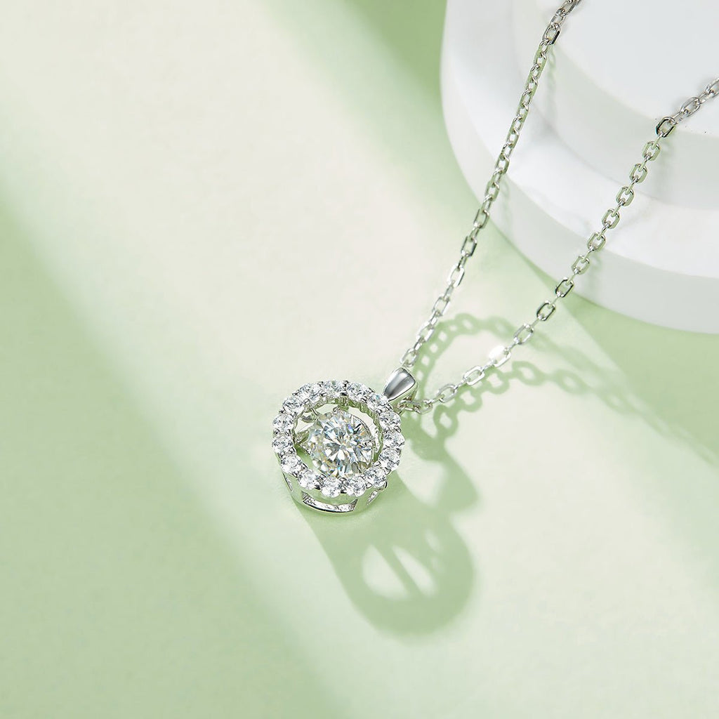 Collier Halo Moissanite 0,5ct Couleur D VVS1 en Argent Sterling S925 Plaqué Platine 45cm Boîte Cadeau Certifiée GRA - IVOIRART.COM