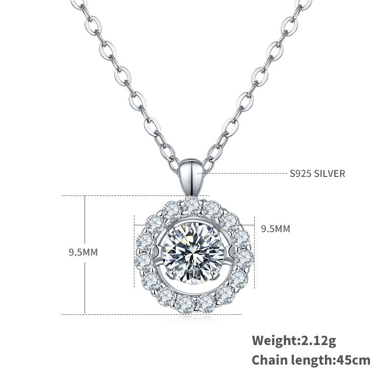 Collier Halo Moissanite 0,5ct Couleur D VVS1 en Argent Sterling S925 Plaqué Platine 45cm Boîte Cadeau Certifiée GRA - IVOIRART.COM