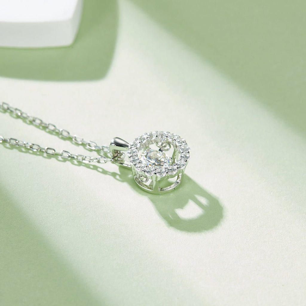 Collier Halo Moissanite 0,5ct Couleur D VVS1 en Argent Sterling S925 Plaqué Platine 45cm Boîte Cadeau Certifiée GRA - IVOIRART.COM
