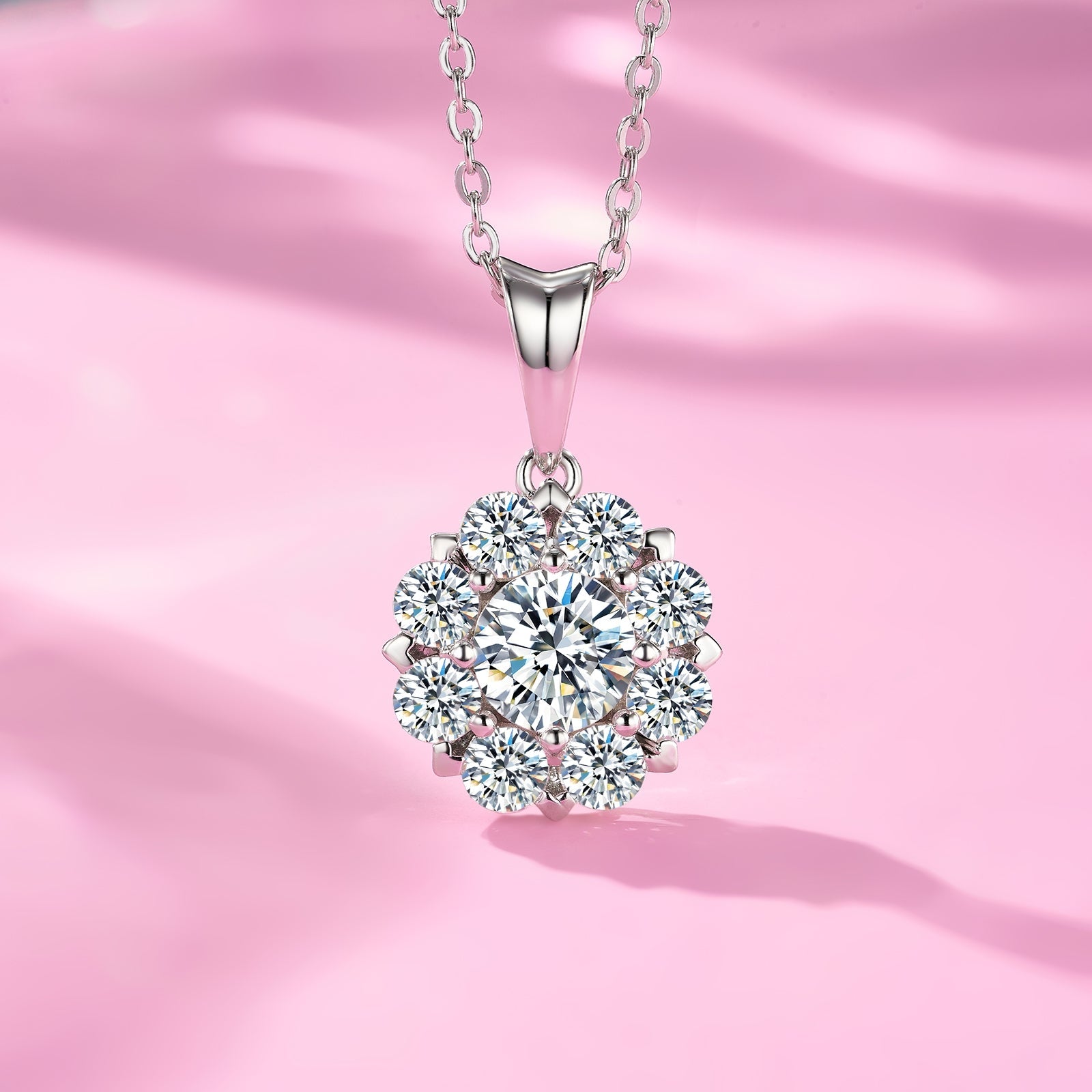 Collier Halo Moissanite 1ct D Couleur VVS1 en Argent Sterling S925, 40cm, Placage Platine, Certifié GRA, Coffret Cadeau - IVOIRART.COM