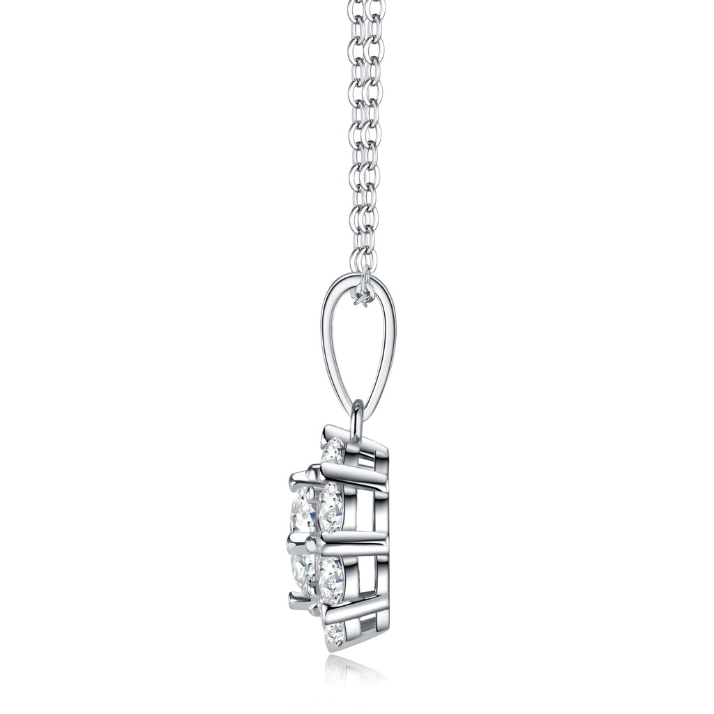 Collier Halo Moissanite 1ct D Couleur VVS1 en Argent Sterling S925, 40cm, Placage Platine, Certifié GRA, Coffret Cadeau - IVOIRART.COM