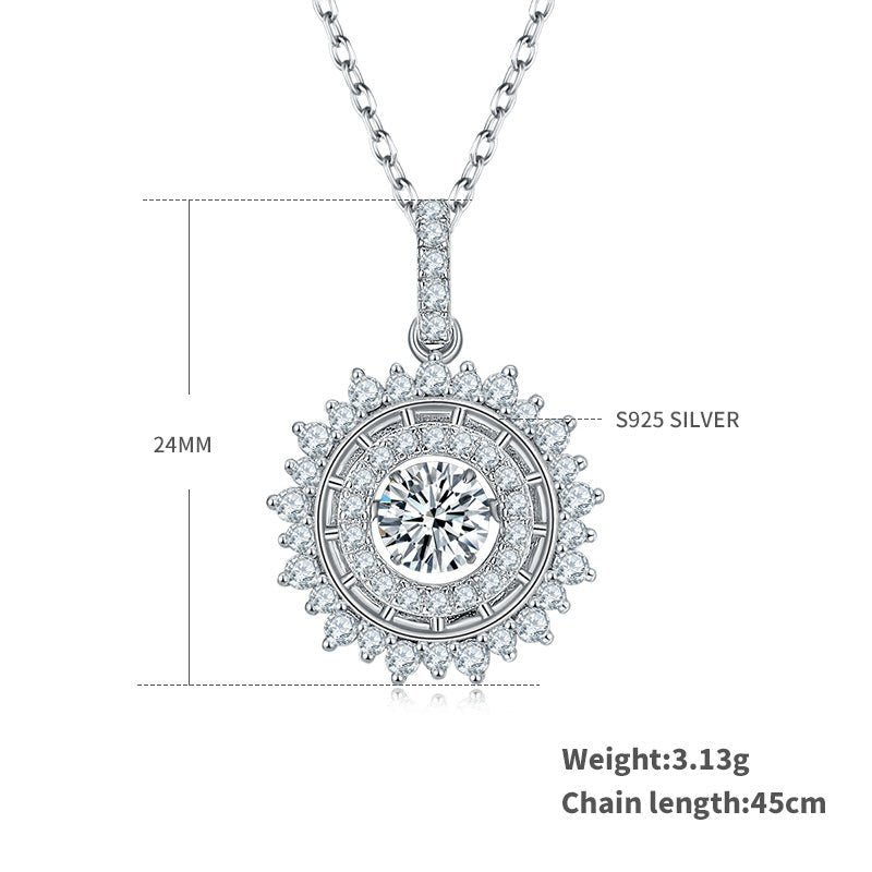 Collier Halo Soleil en Argent Sterling S925 0,5 ct Moissanite D VVS1 Plaqué Platine - IVOIRART.COM