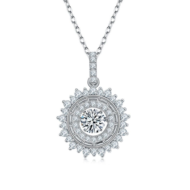 Collier Halo Soleil en Argent Sterling S925 0,5 ct Moissanite D VVS1 Plaqué Platine - IVOIRART.COM