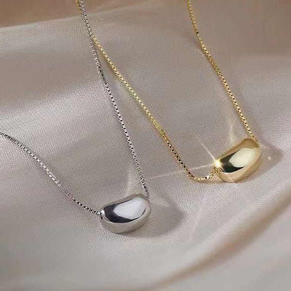 Collier haricot d'acacia en argent massif S925 pour femmes, chaîne minimaliste style clavicule, bijou au design unique et luxueux - IVOIRART.COM