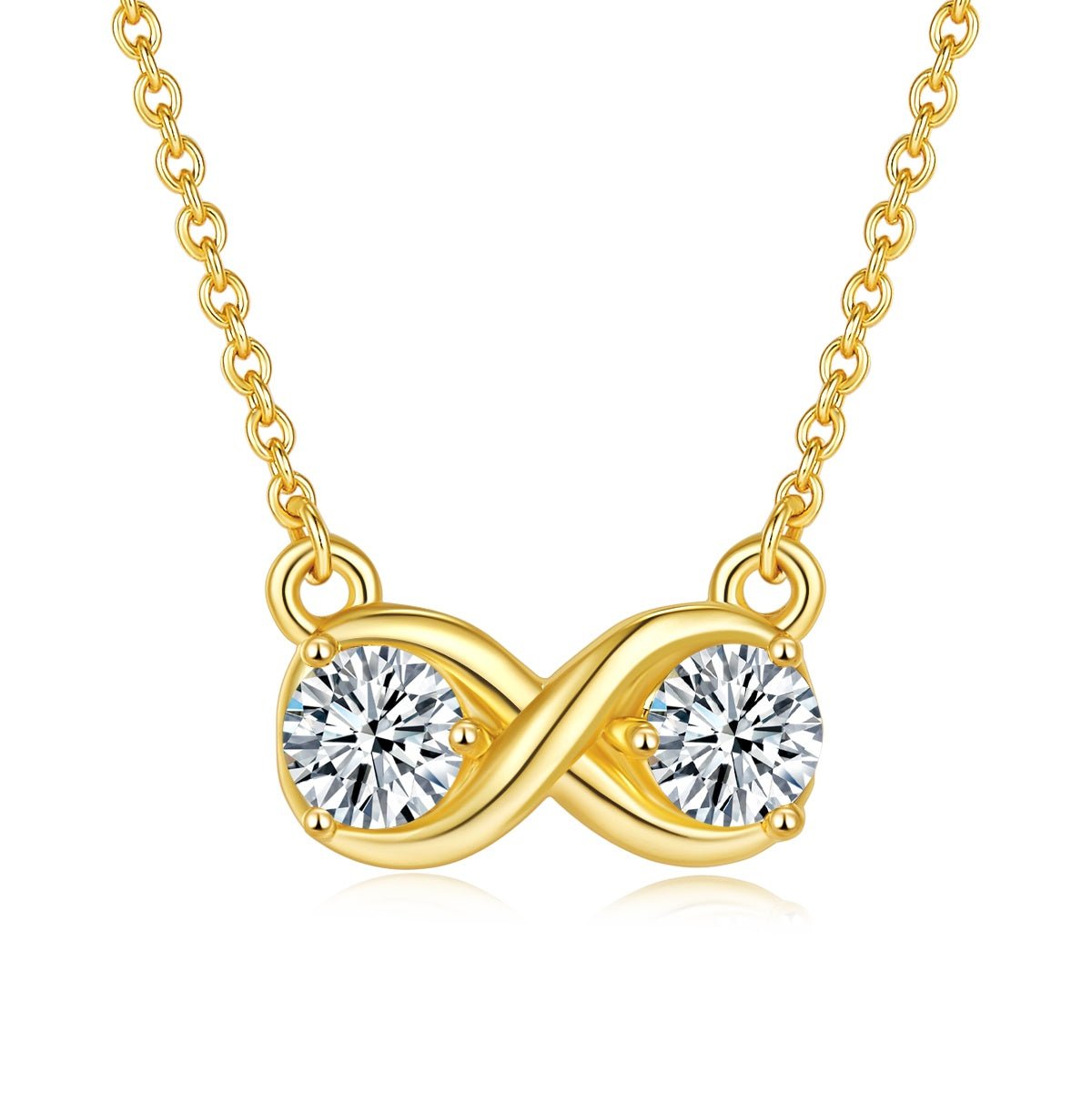 Collier Infini 1CT Moissanite en Argent Sterling S925 3,1g, 45cm, Pendentif 2 Pierres, Platine, Coffret Cadeau Pour Femme - IVOIRART.COM