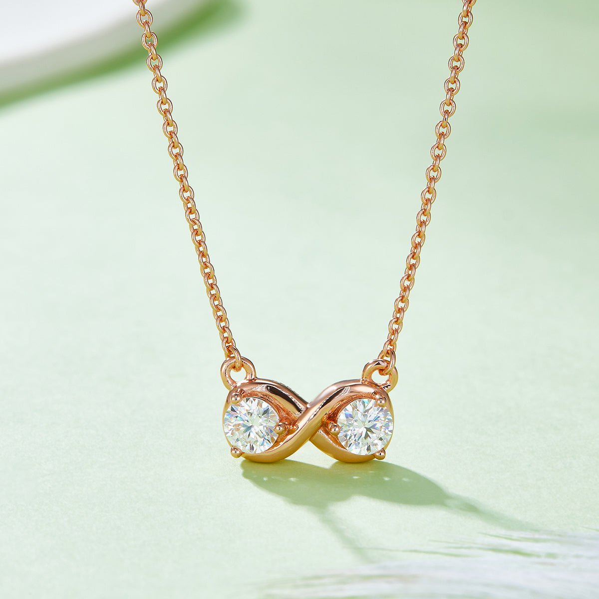 Collier Infini 1CT Moissanite en Argent Sterling S925 3,1g, 45cm, Pendentif 2 Pierres, Platine, Coffret Cadeau Pour Femme - IVOIRART.COM
