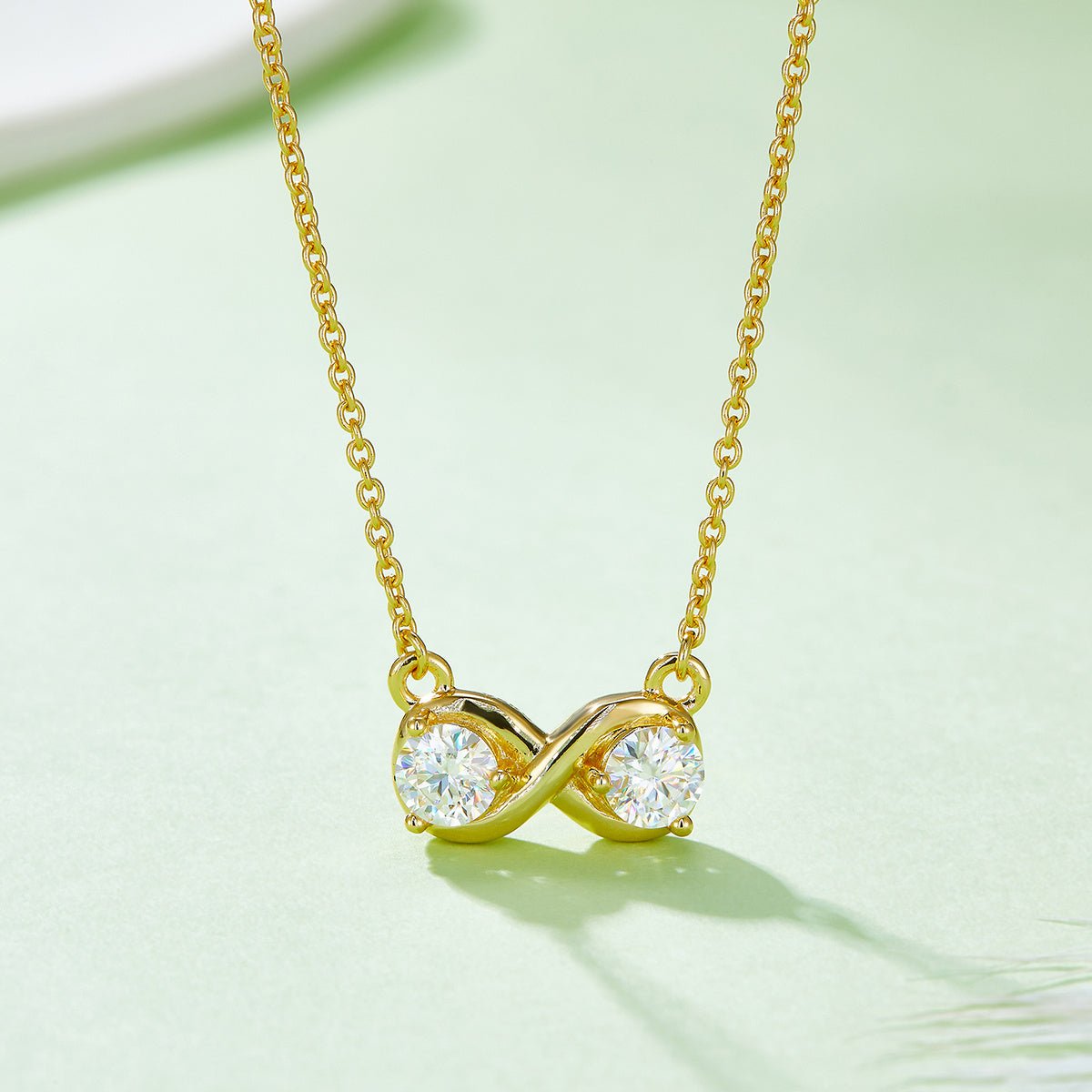 Collier Infini 1CT Moissanite en Argent Sterling S925 3,1g, 45cm, Pendentif 2 Pierres, Platine, Coffret Cadeau Pour Femme - IVOIRART.COM