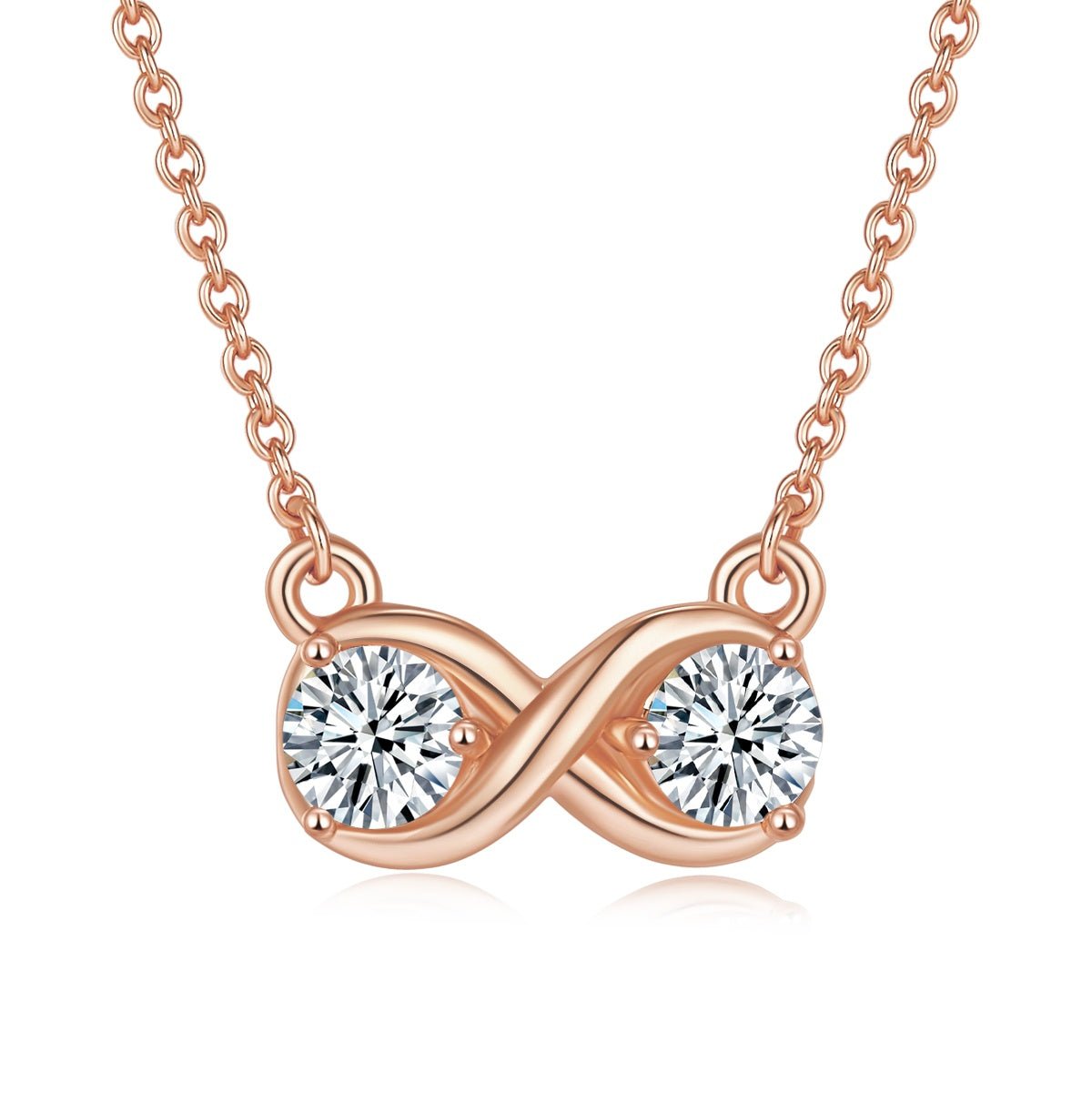 Collier Infini 1CT Moissanite en Argent Sterling S925 3,1g, 45cm, Pendentif 2 Pierres, Platine, Coffret Cadeau Pour Femme - IVOIRART.COM