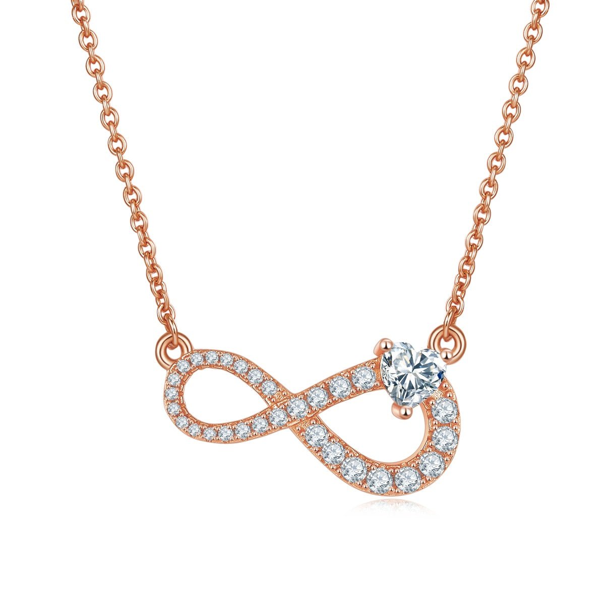 Collier Infini 45cm en Argent Sterling S925 3,9g avec 29 Pierres Moissanite Pavé - IVOIRART.COM