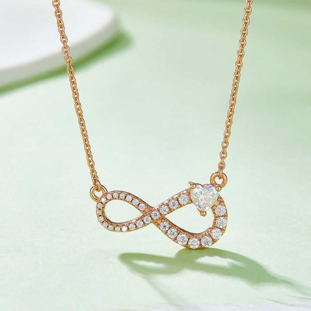 Collier Infini 45cm en Argent Sterling S925 3,9g avec 29 Pierres Moissanite Pavé - IVOIRART.COM