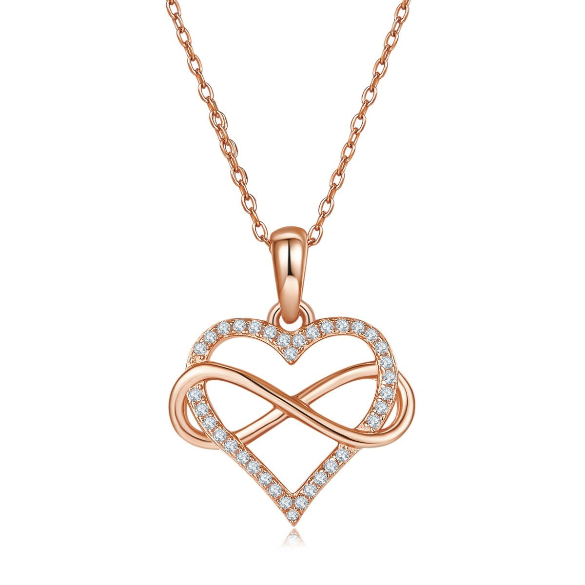 Collier Infini Cœur en Argent Sterling S925 4g, Pendentif Moissanite 36 Pierres 45cm, Plaqué Platine, Coffret Cadeau Romantique Femme - IVOIRART.COM