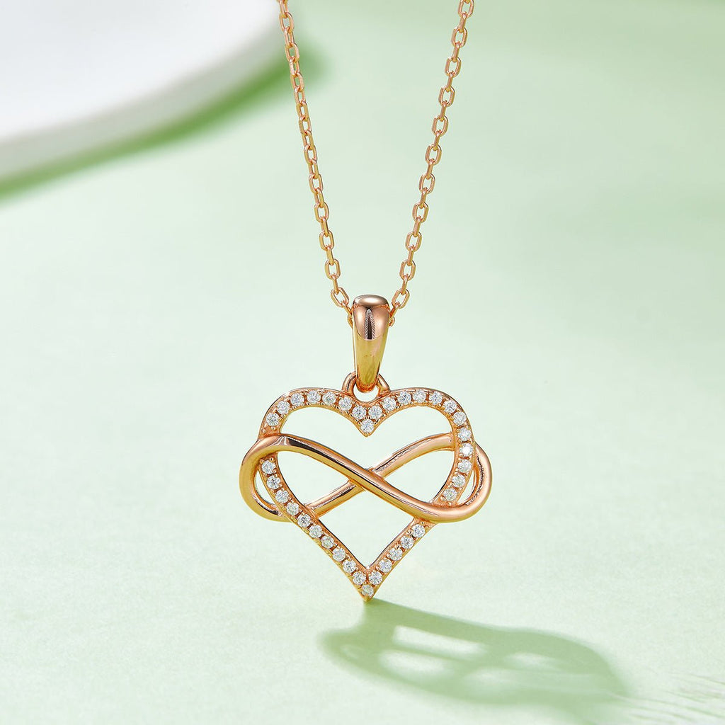 Collier Infini Cœur en Argent Sterling S925 4g, Pendentif Moissanite 36 Pierres 45cm, Plaqué Platine, Coffret Cadeau Romantique Femme - IVOIRART.COM