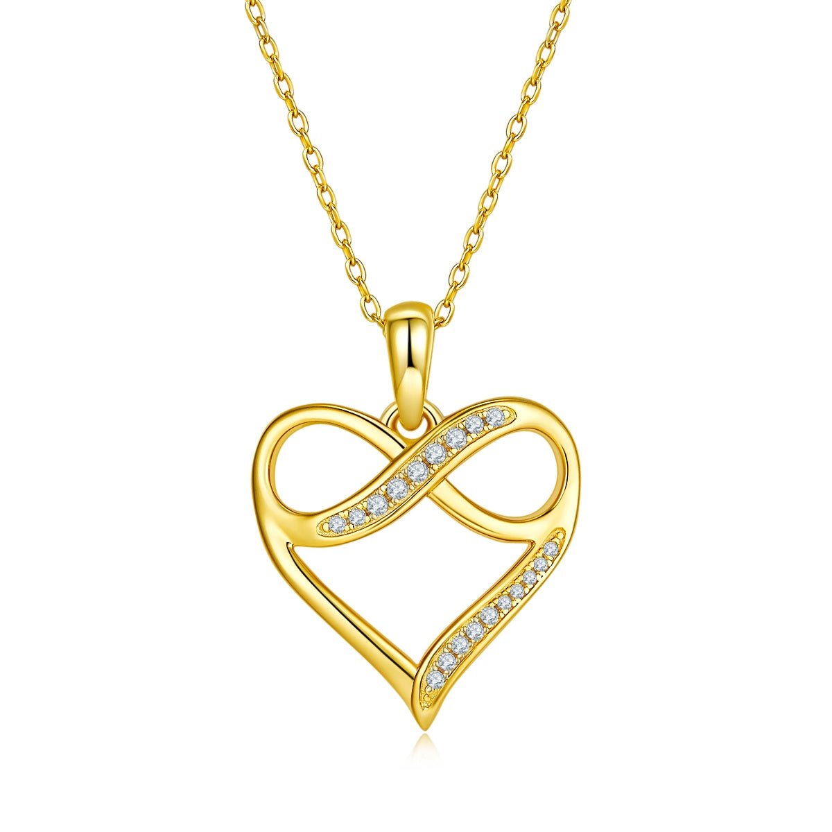 Collier Infini Cœur Moissanite Argent Sterling S925 45cm 19 Pierres Platine - IVOIRART.COM