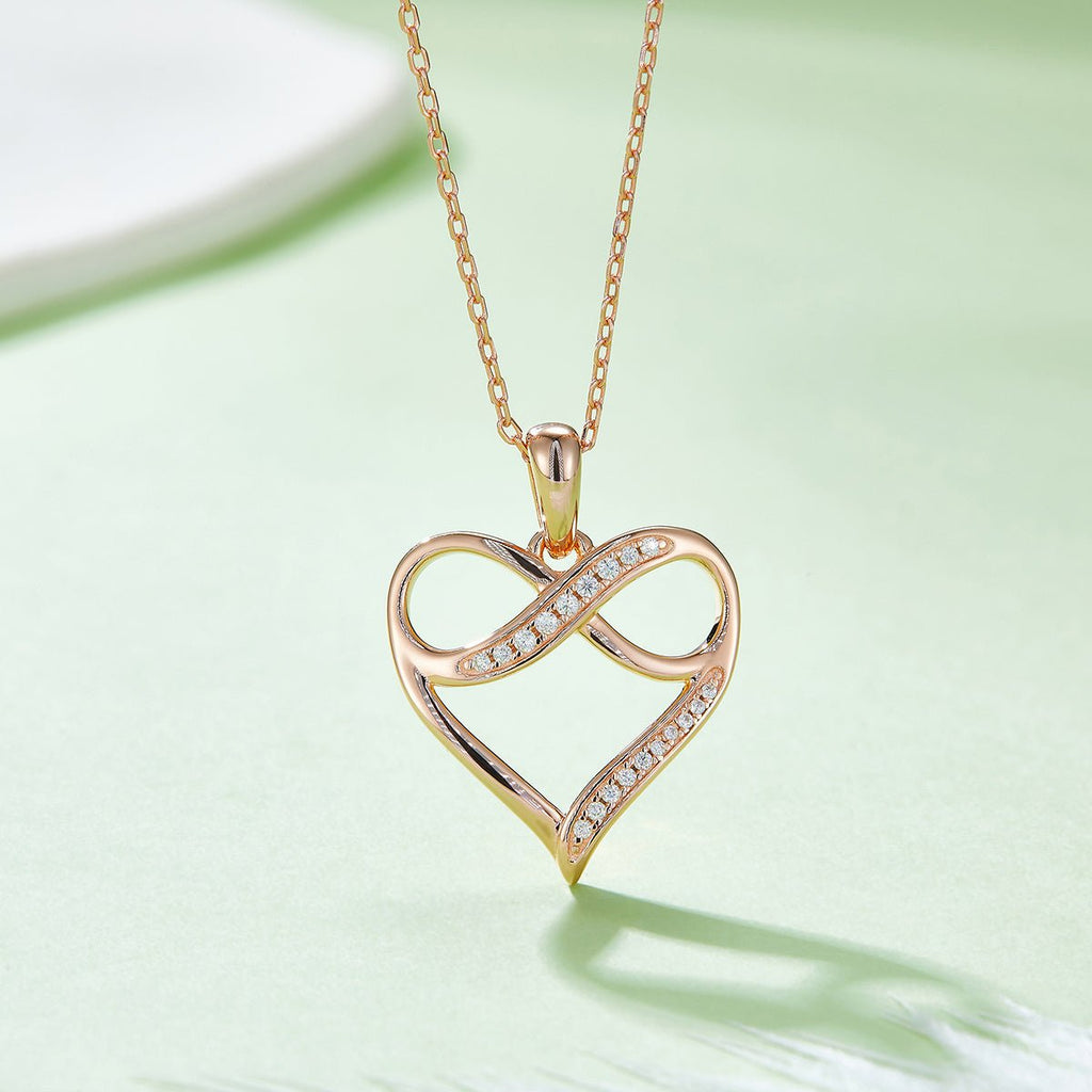 Collier Infini Cœur Moissanite Argent Sterling S925 45cm 19 Pierres Platine - IVOIRART.COM