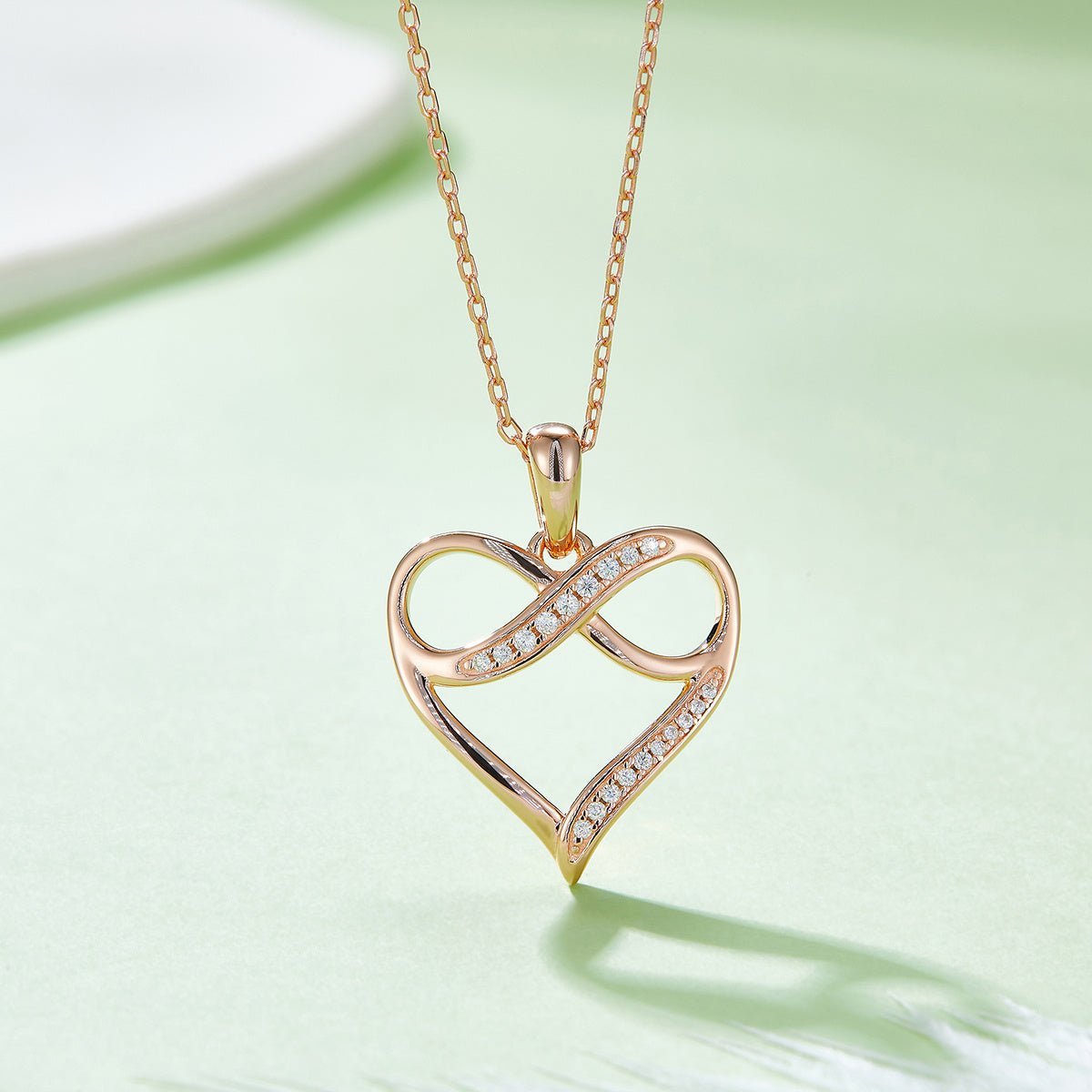 Collier Infini Cœur Moissanite Argent Sterling S925 45cm 19 Pierres Platine - IVOIRART.COM