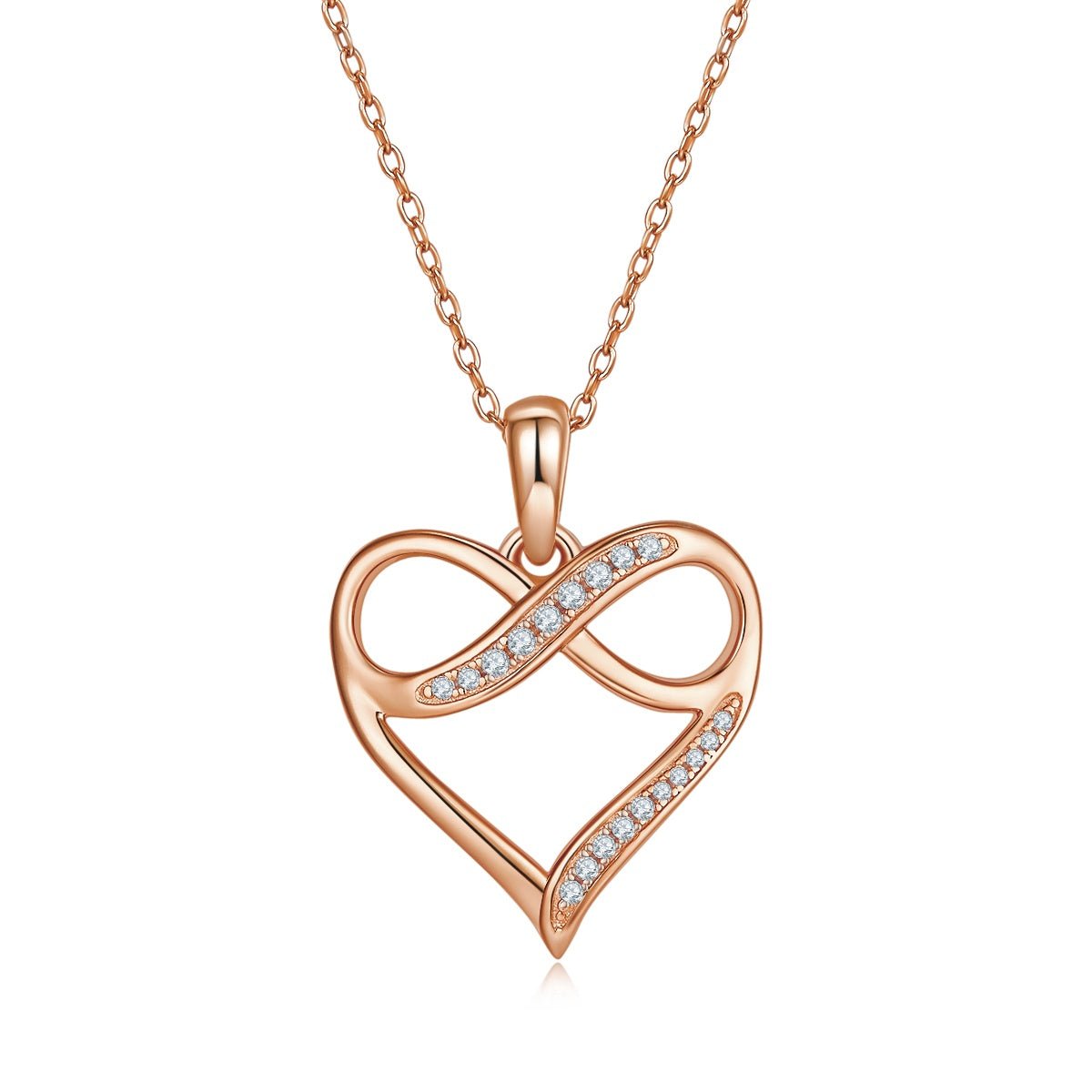 Collier Infini Cœur Moissanite Argent Sterling S925 45cm 19 Pierres Platine - IVOIRART.COM