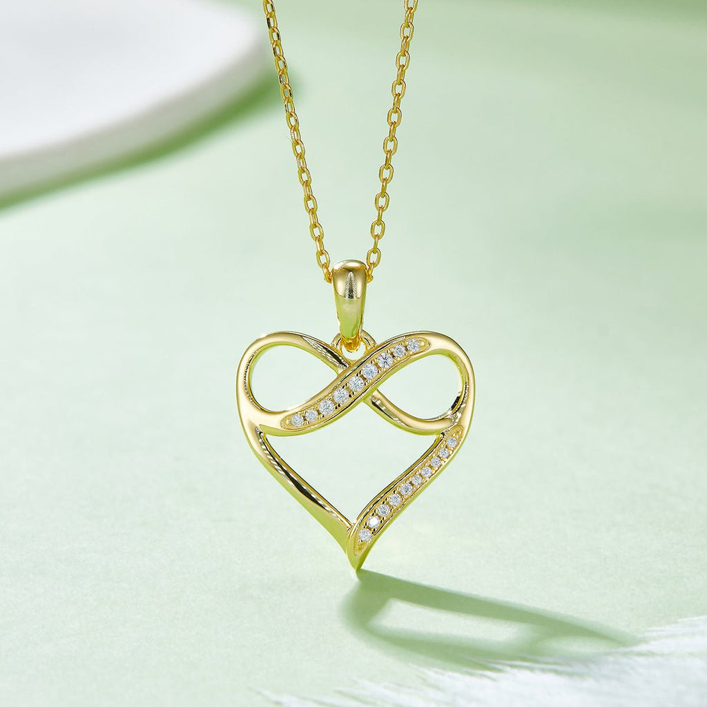 Collier Infini Cœur Moissanite Argent Sterling S925 45cm 19 Pierres Platine - IVOIRART.COM