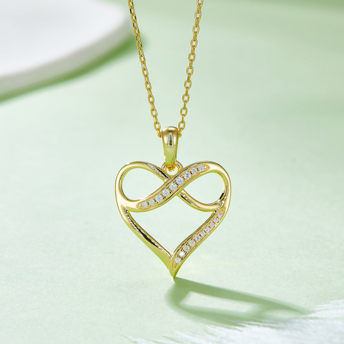 Collier Infini Cœur Moissanite Argent Sterling S925 45cm 19 Pierres Platine - IVOIRART.COM