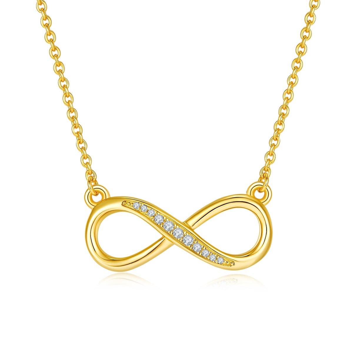 Collier Infini Moissanite 11 Pierres Argent Sterling S925 3,2g 45cm Plaqué Platine - IVOIRART.COM