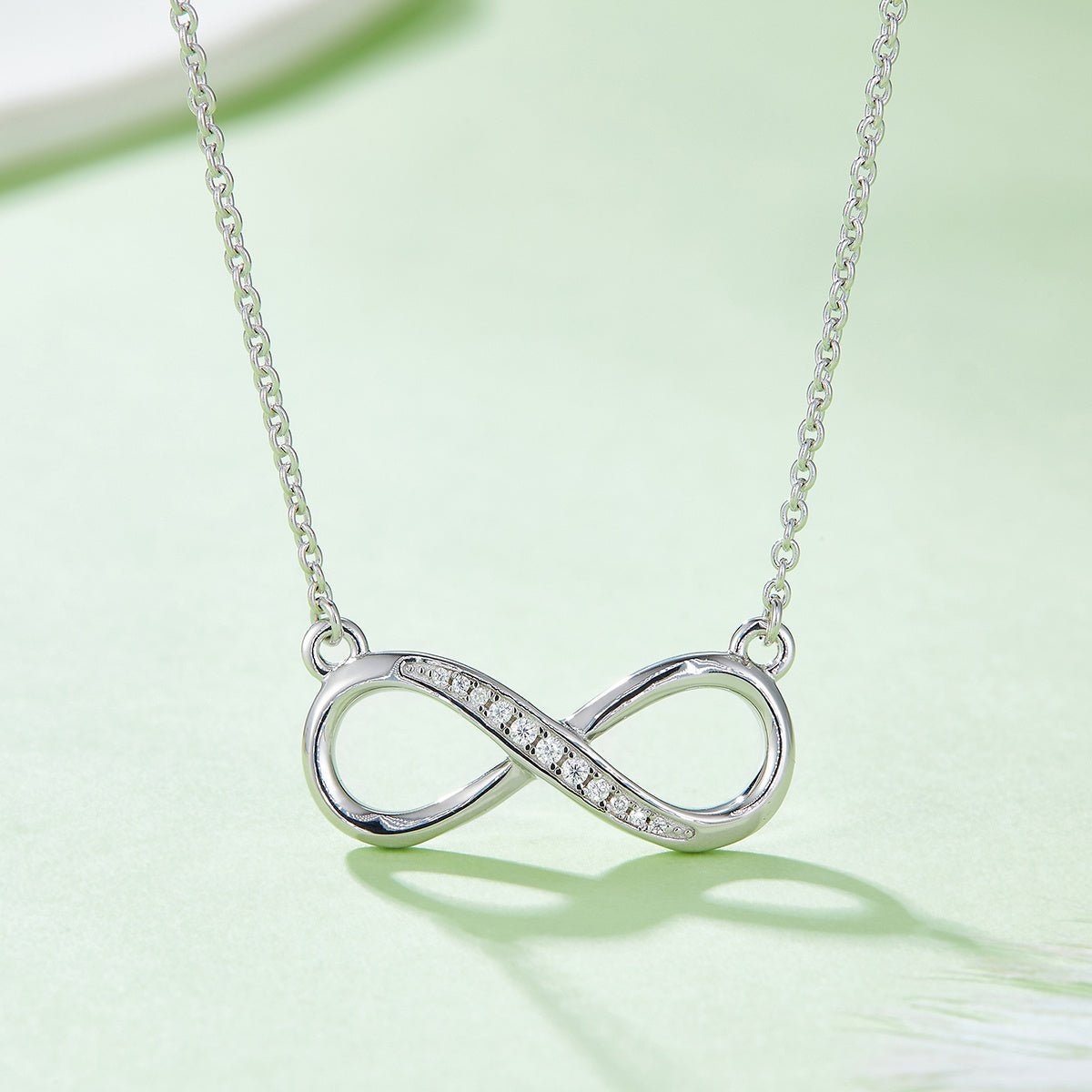 Collier Infini Moissanite 11 Pierres Argent Sterling S925 3,2g 45cm Plaqué Platine - IVOIRART.COM