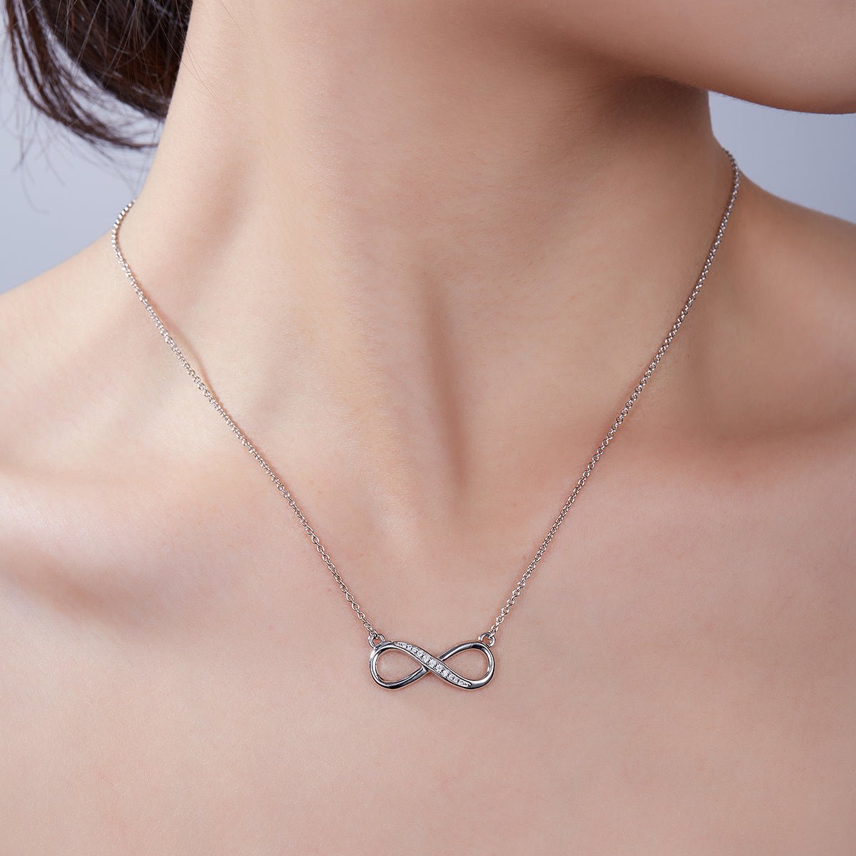 Collier Infini Moissanite 11 Pierres Argent Sterling S925 3,2g 45cm Plaqué Platine - IVOIRART.COM