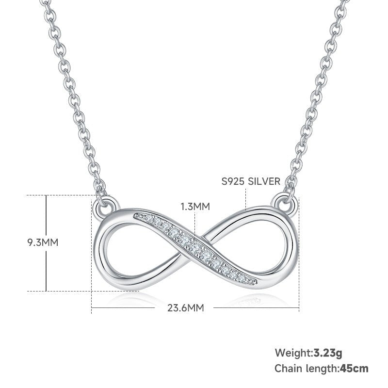 Collier Infini Moissanite 11 Pierres Argent Sterling S925 3,2g 45cm Plaqué Platine - IVOIRART.COM
