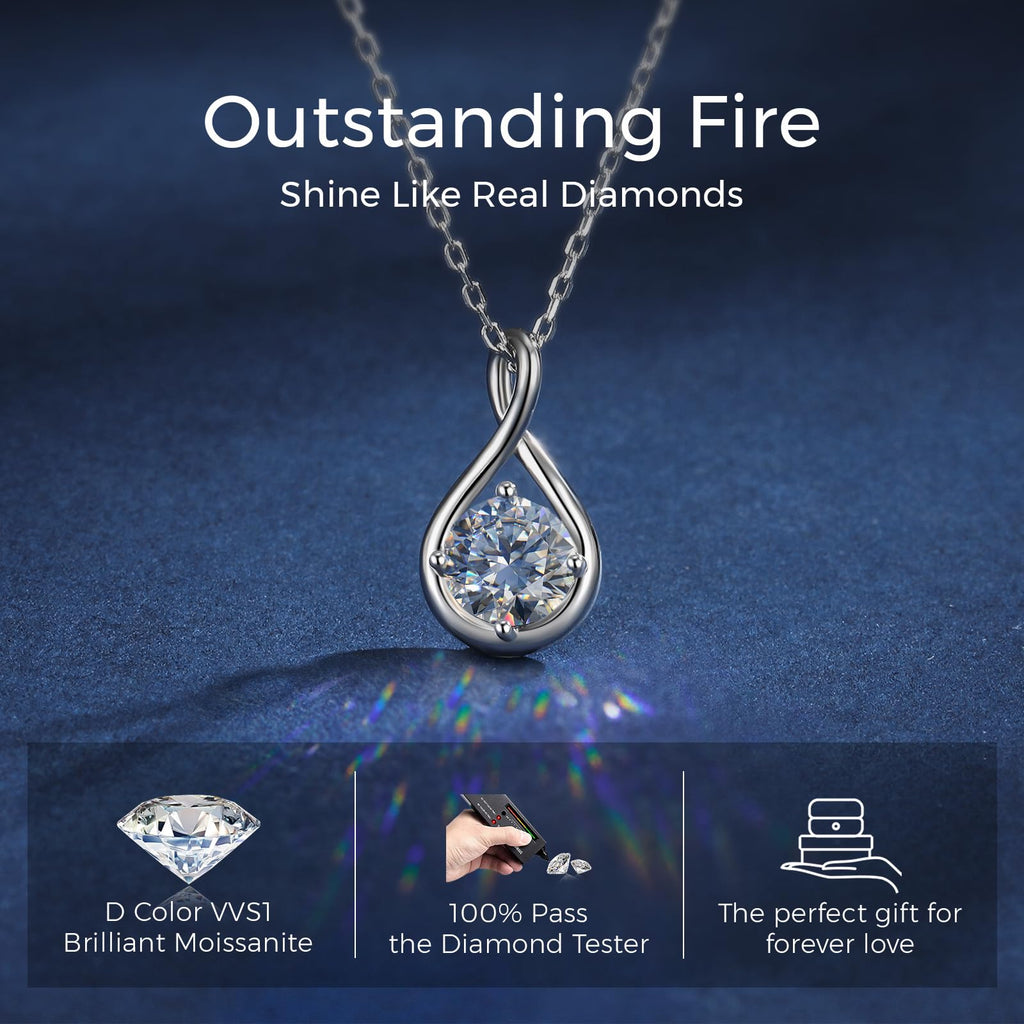 Collier Infini Moissanite 1CT pour Femme, Argent Sterling S925 Cadeau - IVOIRART.COM