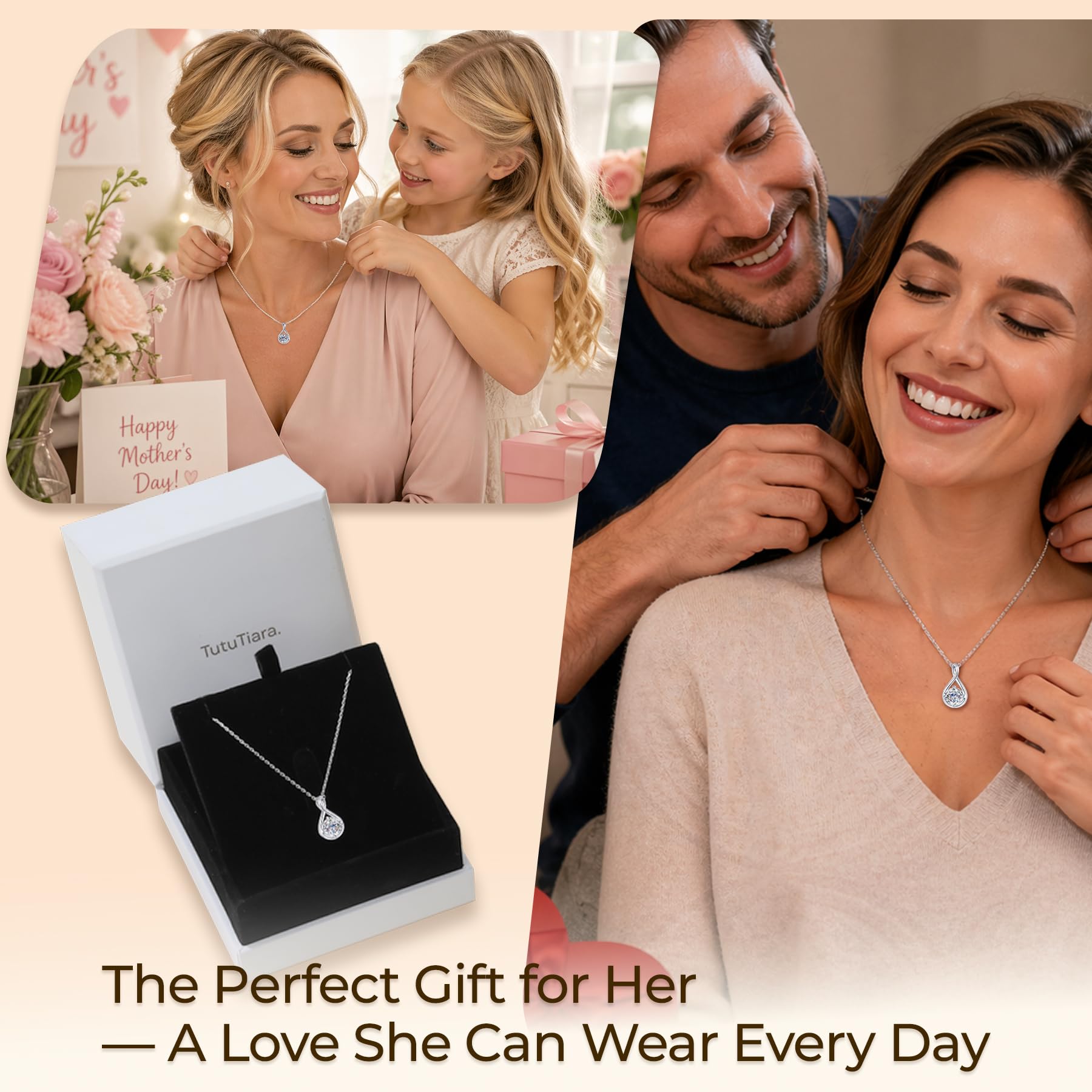 Collier Infini Moissanite 1CT pour Femme, Argent Sterling S925 Cadeau - IVOIRART.COM